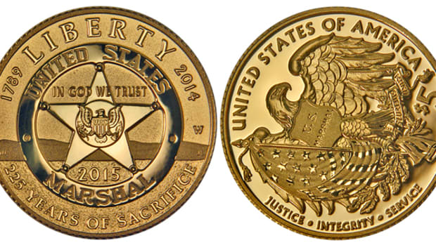 This 2015 U.S. Marshals Service $5 gold coin founded by reader Bi
