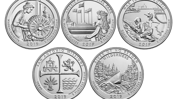Closeup of coin reverses