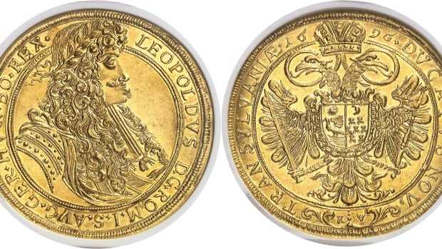 This Transylvania 1696 Gold 10 Ducats graded NGC MS 63+ realized 276,000 Swiss Francs (about $278,000 USD).