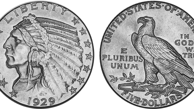 Many 1929 half eagles were melted down, though uncirculated examples were saved in numbers.