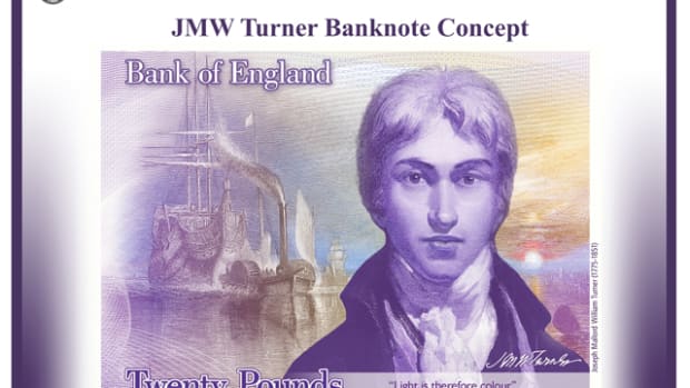 Concept design for the new note featuring artist J.M.W. Turner. Image courtesy & © Bank of England.