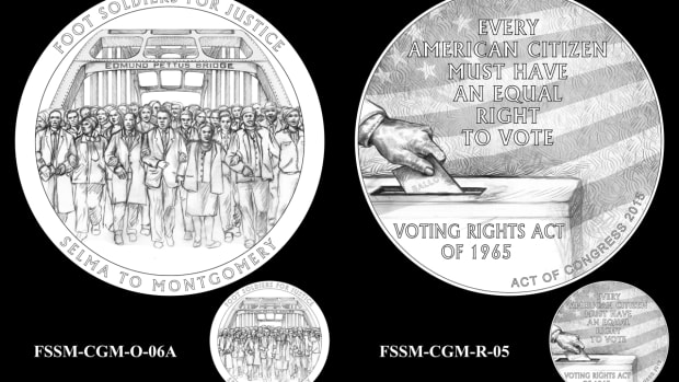 Designs selected for the obverse (left) and reverse (right) sides of the medal.