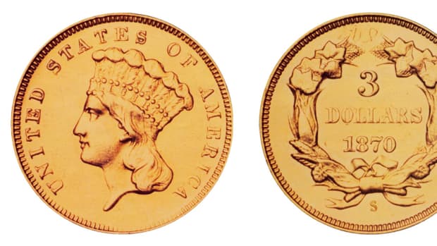 The Indian Princess Head 1870-S $ gold piece. (Images courtesy Stack's Bowers via usacoinbook.com)