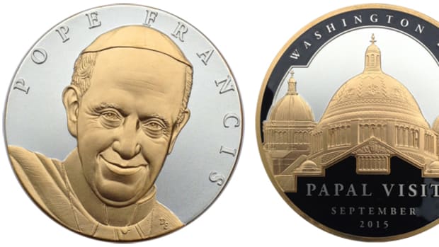 The design of the PAN medal commemorating Pope Francis' visit to America.