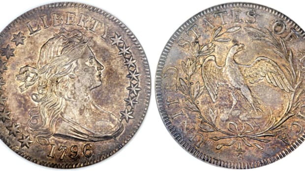 One out of many rarities in the Gardner auction is this 1796 half dollar, graded MS-62 by NGC.