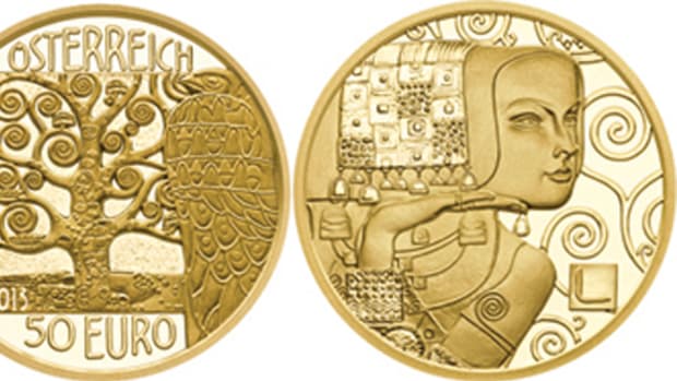 The 2013 Austria Klimt and His Women: The Expectation gold coin won the 2015 Coin of the Year Award.
