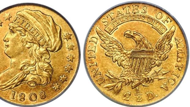 an 1808 $2.50 quarter eagle with bust facing left. 