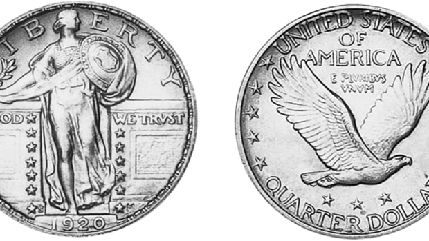 Looking for a good deal on a high grade Standing Liberty quarter? The 1920-S is a rarity in MS-65, epecially with a full head, and has seen a large price drop since 1998.