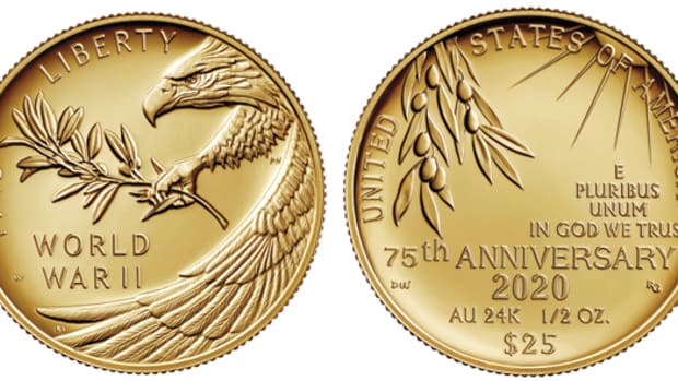 gold coin commemorating end of WWII from the U.S. Mint