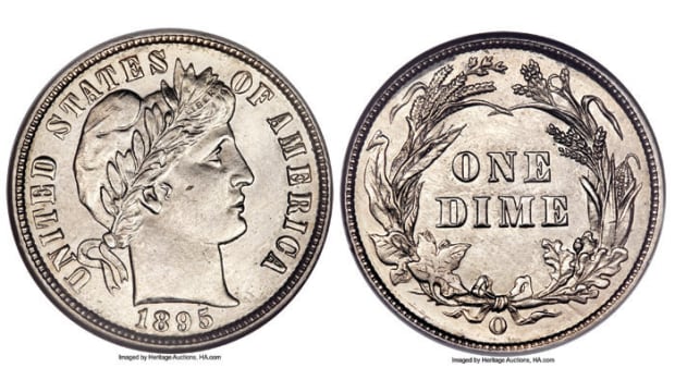 Image 01 and image 01(r)- This 1895-O Barber dime graded MS64 by NGC sold for $10,350 in the 2010 ANA Signature and Platinum Night Coin Auction (Images courtesy of Heritage Auctions)