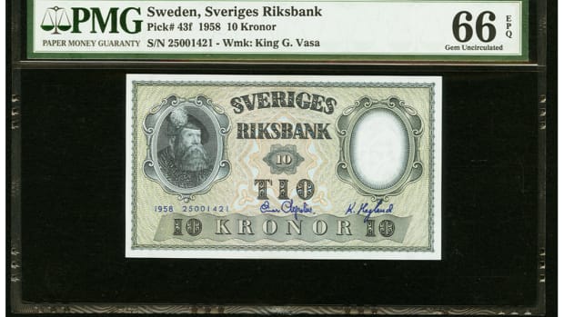 Examples of Swedish currency (Image courtesy of Heritage Auctions.)