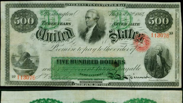 This exceedingly rare 1864 Interesting Bearing Note is estimated at $300,000 to $500,000 in Stack’s Bowers Galleries’ sale in Baltimore.