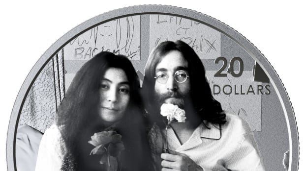 The reverse of Canada’s silver $20 proof marking the 50th anniversary of the recording of the anti-war anthem “Give Peace a Chance” in Montreal on June 1, 1969. (Image courtesy Royal Canadian Mint)