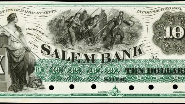 Obsoletes, including this rare Salem Bank $10 proof, highlight Stack’s Bowers’ Baltimore sale.