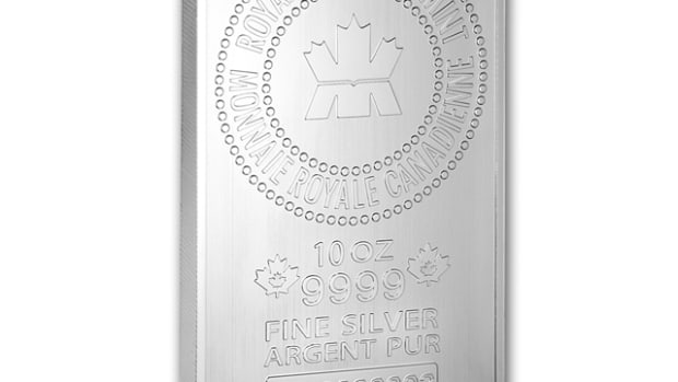 Obverse of the new RCM 10-ounce silver bullion bar (Image used with permission of APMEX)