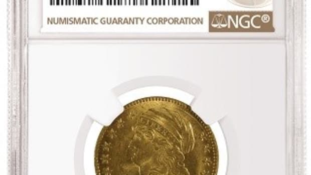 1810 Large Date, Large 5 $5, graded NGC MS 65. .