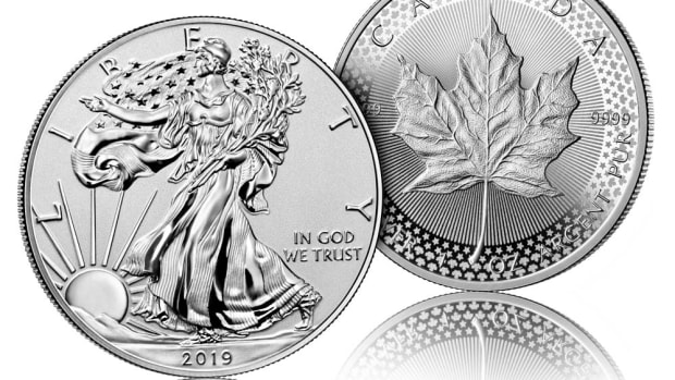 The U.S. coin is one troy ounce of .999 fine silver, and the Canadian coin is one troy ounce of .9999 pure silver (Images courtesy of the US Mint)