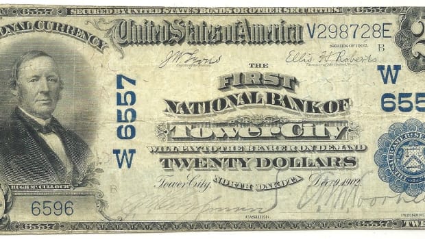 This Series of 1902 $20, new to the author’s collection, was the impetus for including Tower City, North Dakota, in this article.