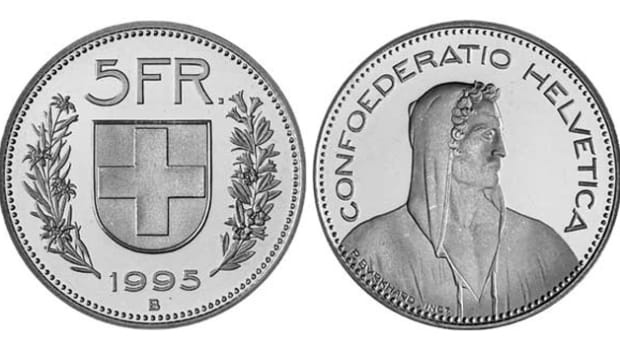 Counterfeit 5-franc coins of Switzerland are appearing in greater numbers than before.