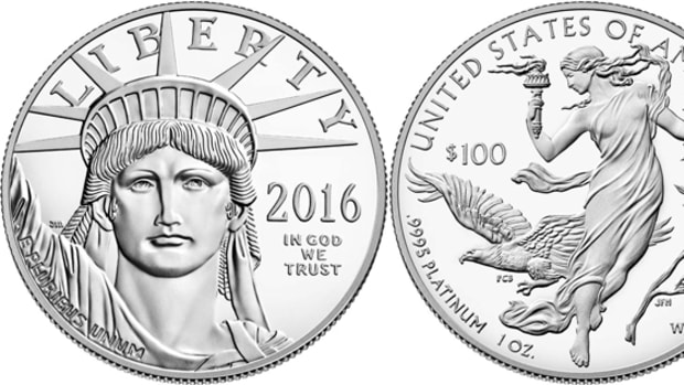 A fairly large “W” mintmark appears at the lower right on the 2016 proof platinum coin.