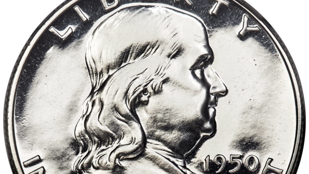 1950 Franklin half dollar, graded PR-67+ Cameo.  (Image courtesy of Heritage Auctions)
