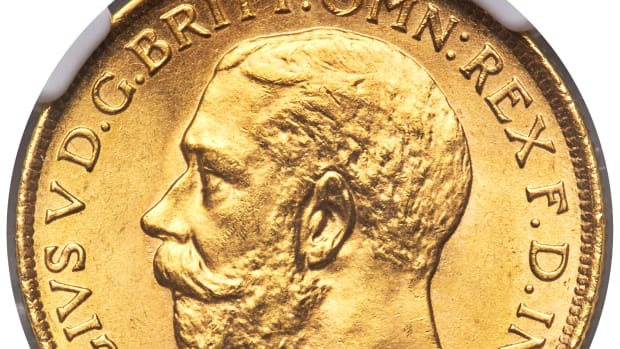 George V gold Sovereign 1920-S MS64+ NGC_Heritage_Auctions