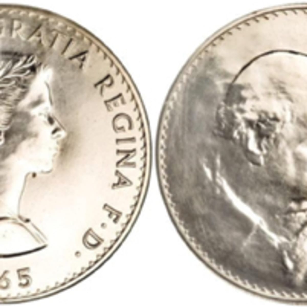 QEII vintage UK coin 1965 Great Britain Winston CHURCHILL Commemorative Crown 