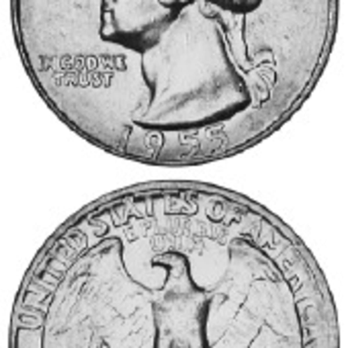 1955-d Washington Quarter Average Grade of Coin You Will Receive is Photographed 