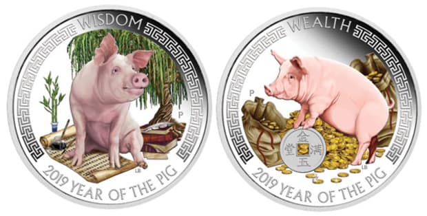 Silver Plated Pig Souvenir Coin Chinese Zodiac Collection Coin Lucky CharacterER 