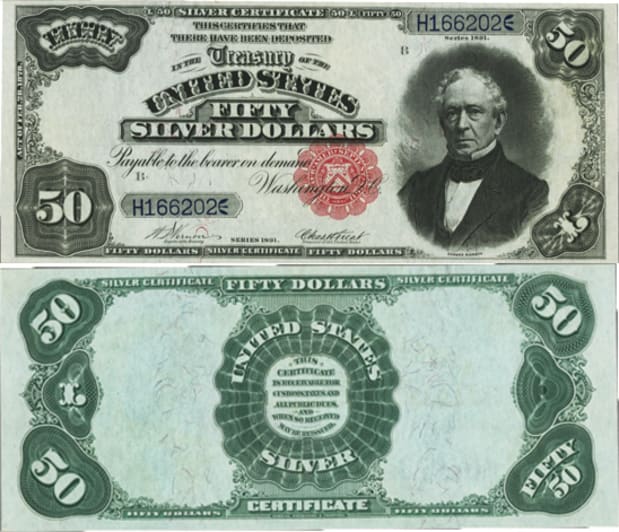 CRISP UNC SILVER BANKNOTE  COPY U.S 1891 $20.00 U.S READ DESCRIPTION 