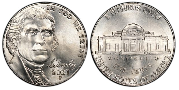 Two Jefferson Nickels from mint sets 1974-P and D