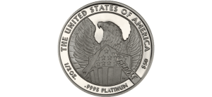 A 2007 half-ounce platinum Eagle.  (Image courtesy of Numismaster.com)
