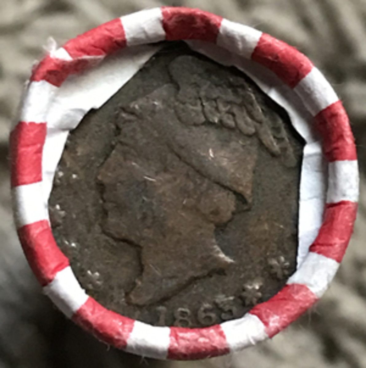  An 1863 Civil War token from Oshkosh, Wis., turned up in a bank roll of cents purchased from a bank in California.