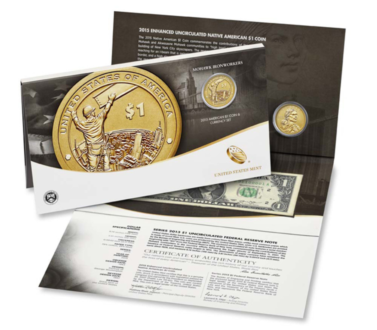 The 2015 American $1 Coin and Currency set is the second set released by the MInt.