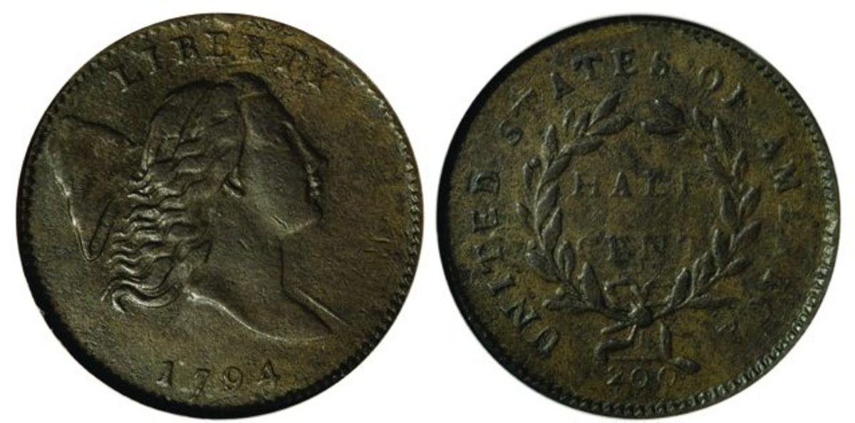 This 1794 half cent is graded XF-45 by Numismatic Guaranty Corporation. (Images courtesy Heritage Auctions, www.ha.com)