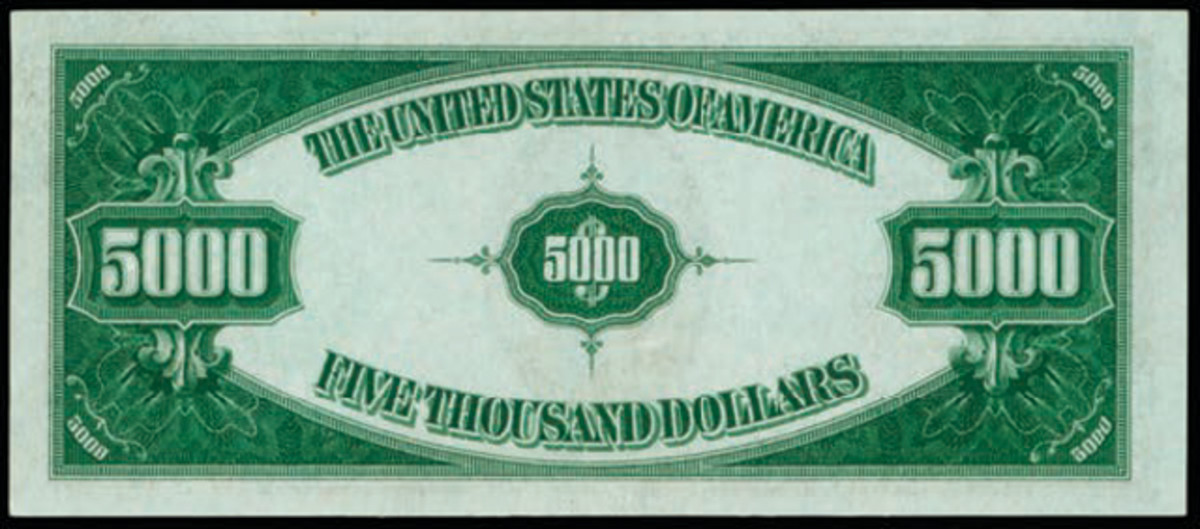 Reverse of the $5,000 note.