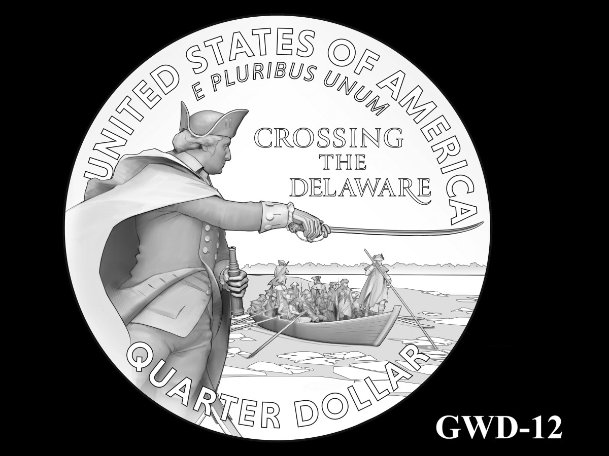 GWD-12 -- George Washington Crossing the Delaware River Quarter - Reverse