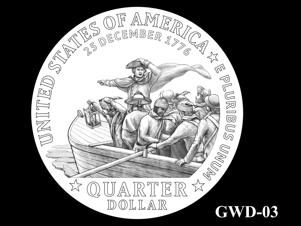 GWD-03 -- George Washington Crossing the Delaware River Quarter - Reverse