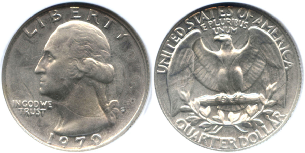 The faint design elements from the 1941 Canadian quarter can still be seen.