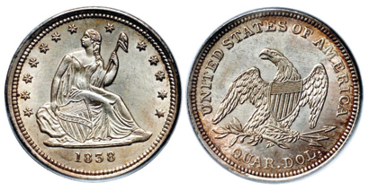  The first of the Seated Liberty quarters was released in 1838.