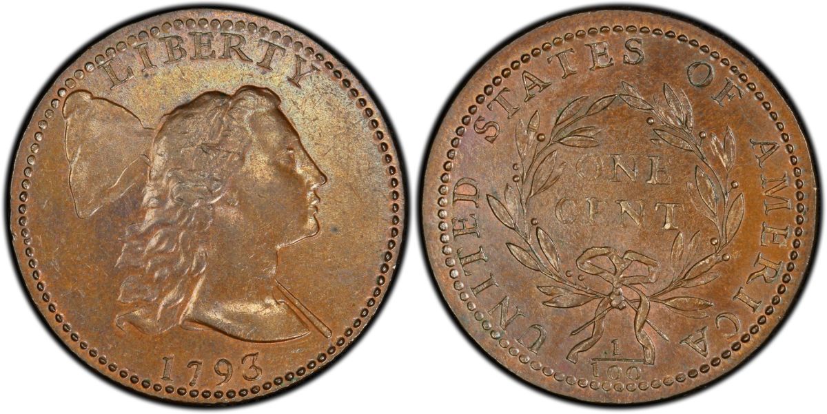 A 1793 Liberty Cap cent graded VF-30 by PCGS. (Images courtesy Heritage Auctions.)
