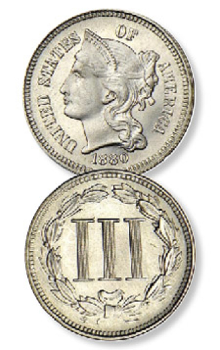  Three-cent pieces were minted in copper nickel from 1865-1889.