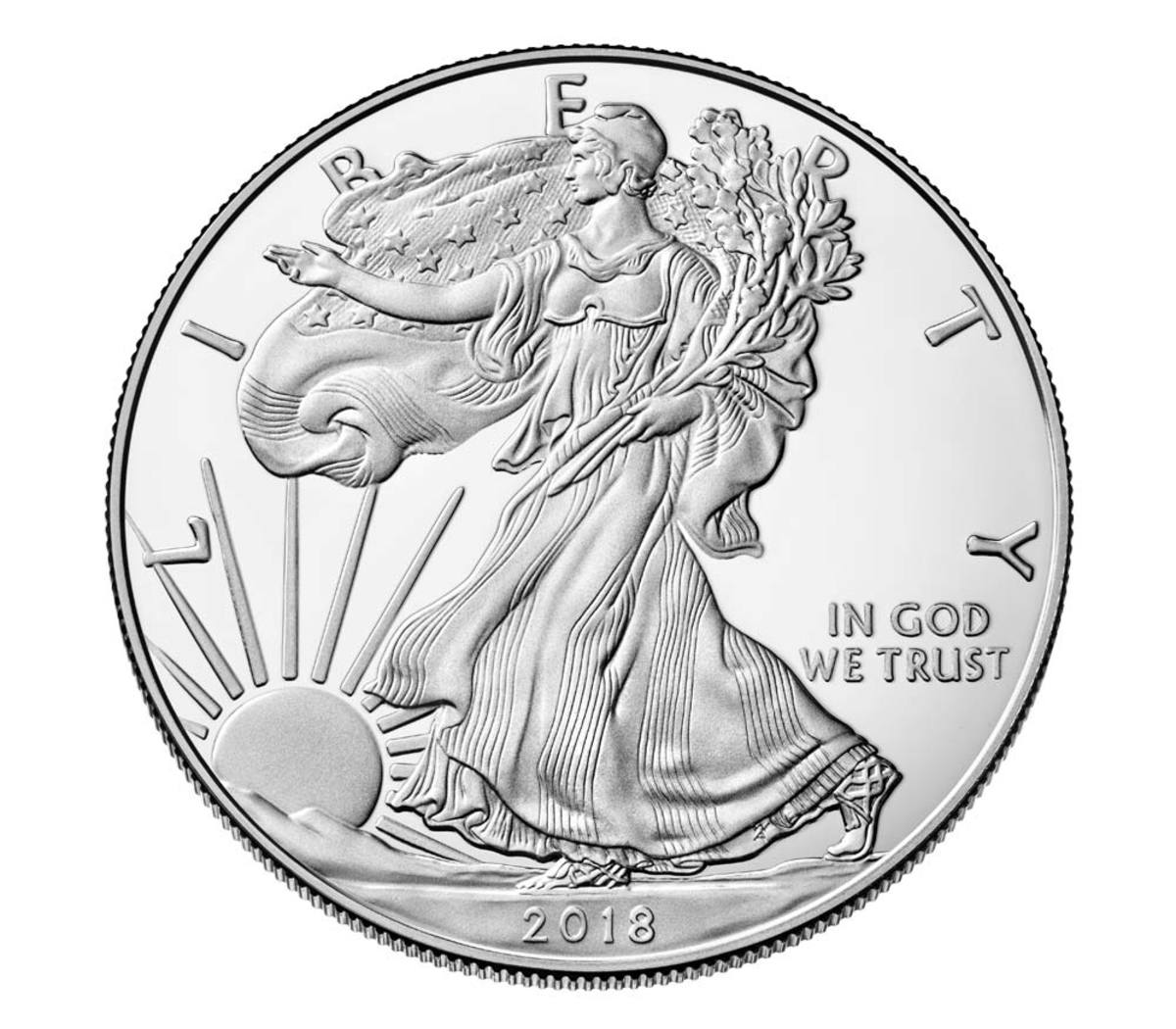 Shown is the American Eagle 2018 One ounce Silver Proof Coin with the Classic Lady Liberty design. . (Image courtesy of U.S. Mint.)