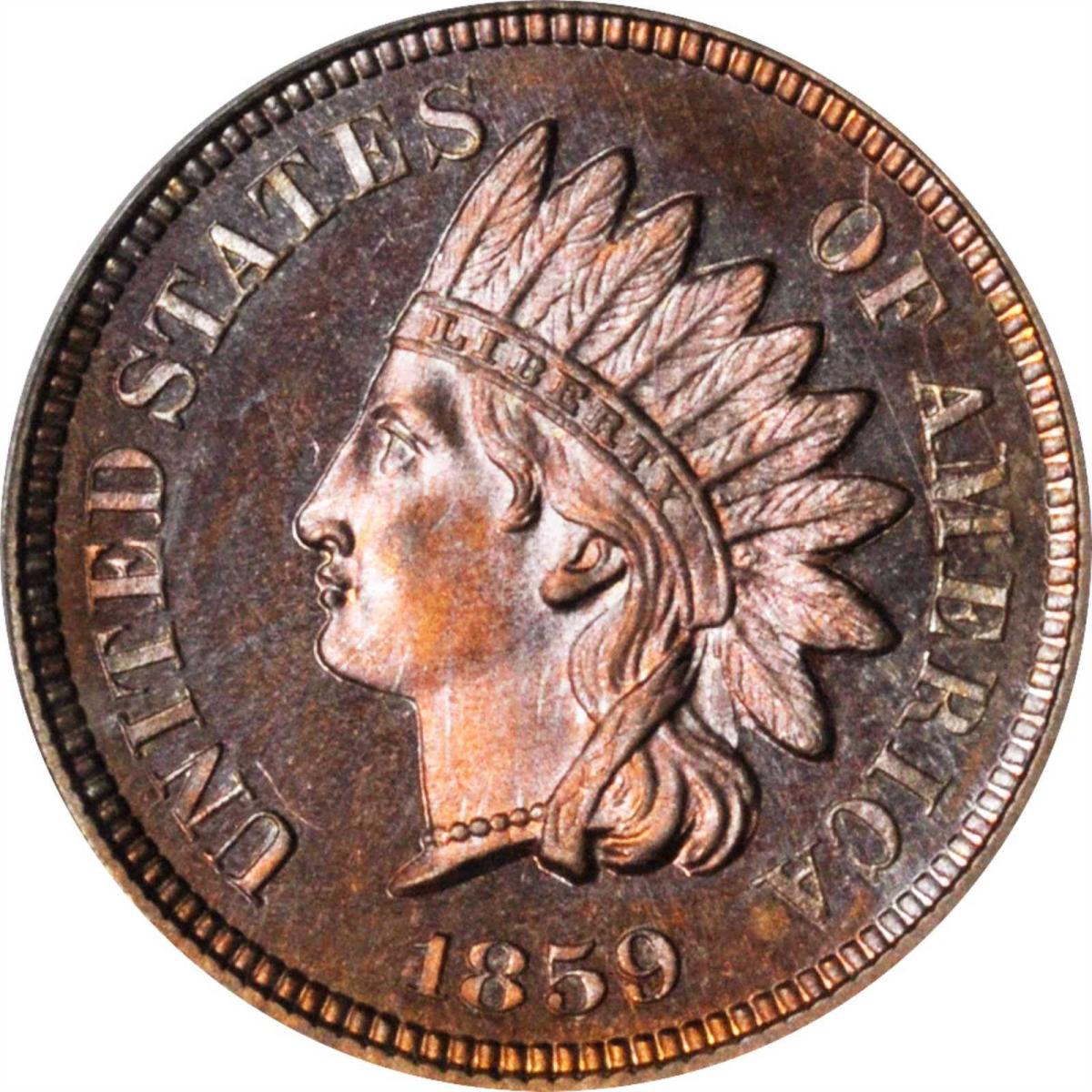  Shown is the 1859 Indian Cent. Snow-PR2. Proof-65 Cameo (PCGS) being offered at the 2019 Baltimore expo. (Image courtesy of Stack's Bowers.)