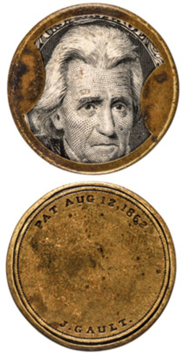  Civil War entrepreneur John Gault encased postage stamps to use as change.