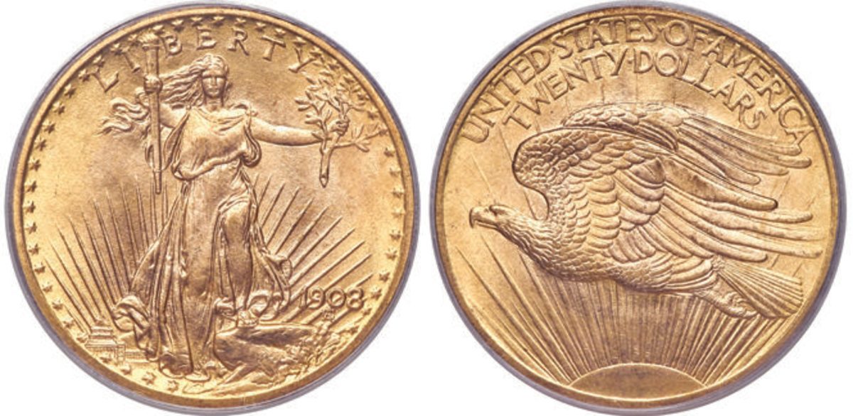 1908-A 1908 Saint-Gaudens double eagle with No Motto. (Images courtesy Heritage Auctions)