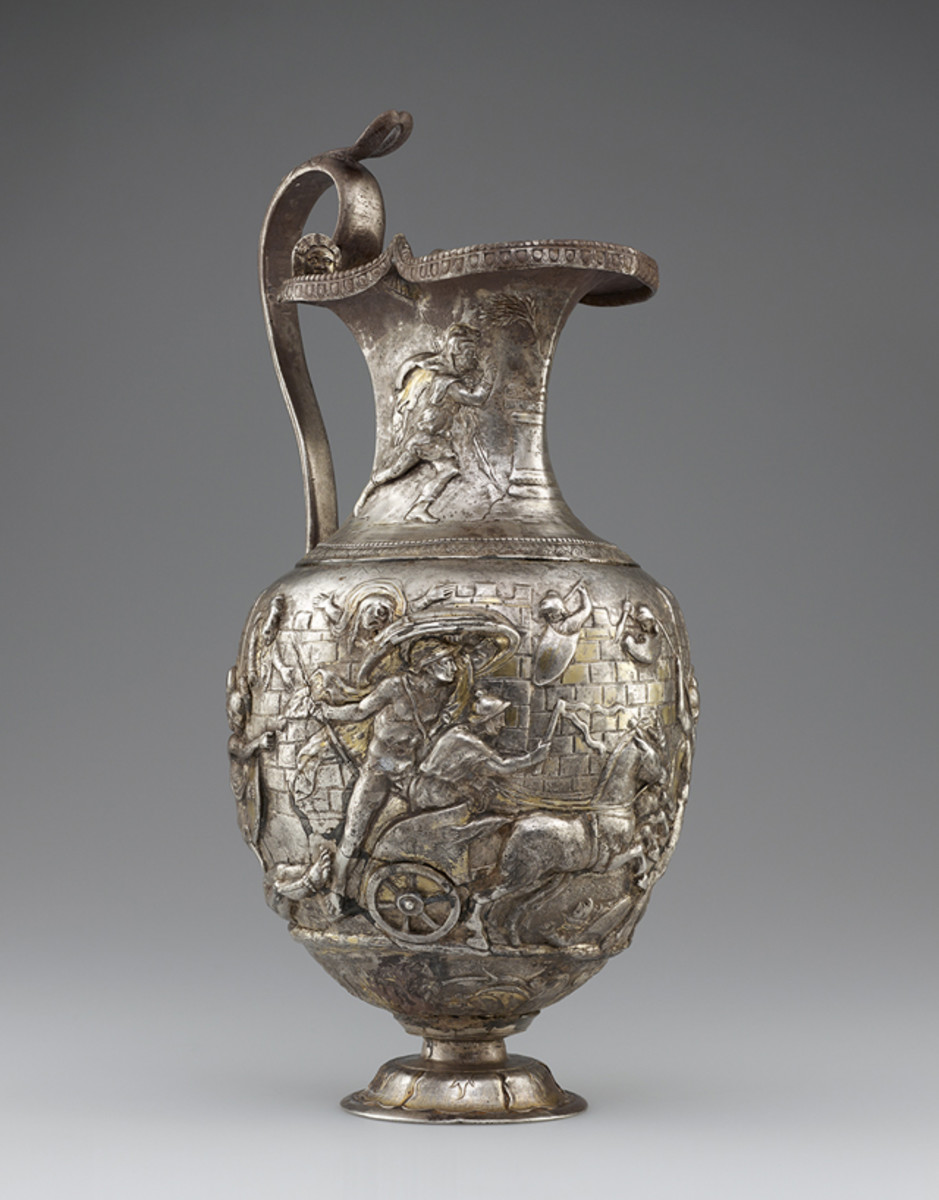 A silver Roman pitcher. Image courtesy of Bibliothèque nationale de France, Département des monnaies, médailles et antiques, Paris