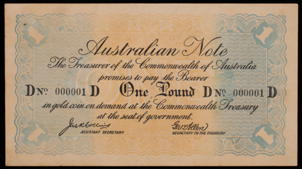  Face of top-selling lot from the Caldwell Collection at Noble Numismatics' recent auction: Australian World War I Emergency “Rainbow Pound” that realized $88,070. (Image courtesy Noble Numismatics)