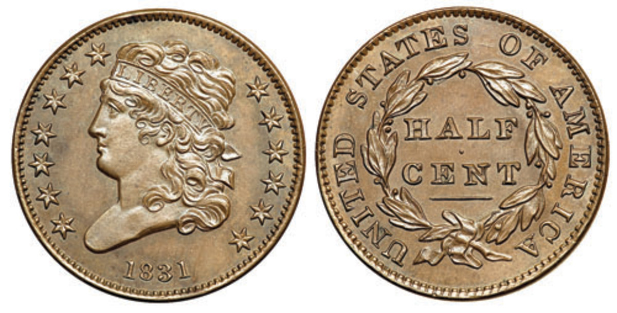  1831 has long been known as a rare date half cent. (Goldberg image)