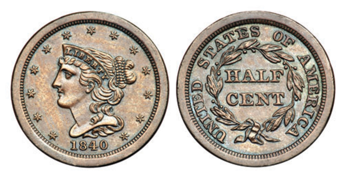  In 1840, the Mint began to strike half cents for collectors. (Goldberg image)